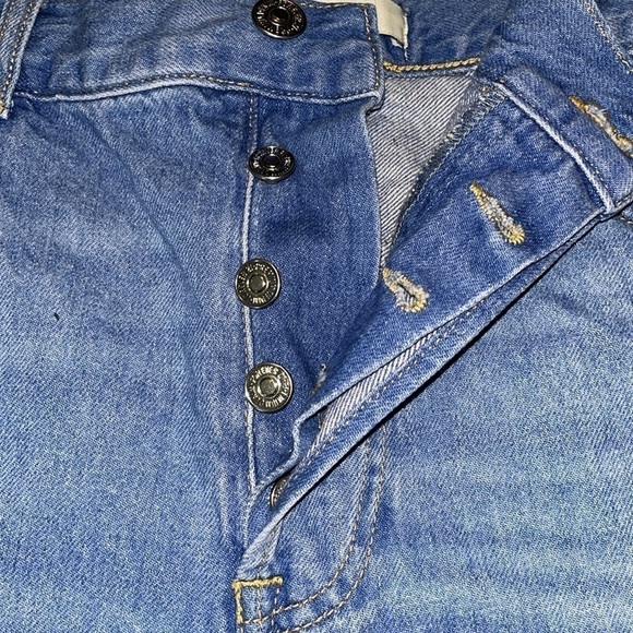 Forever 21 Blue Denim Button Fly Shorts Women’s Size 29 Raw Hem distressing - Picture 2 of 5